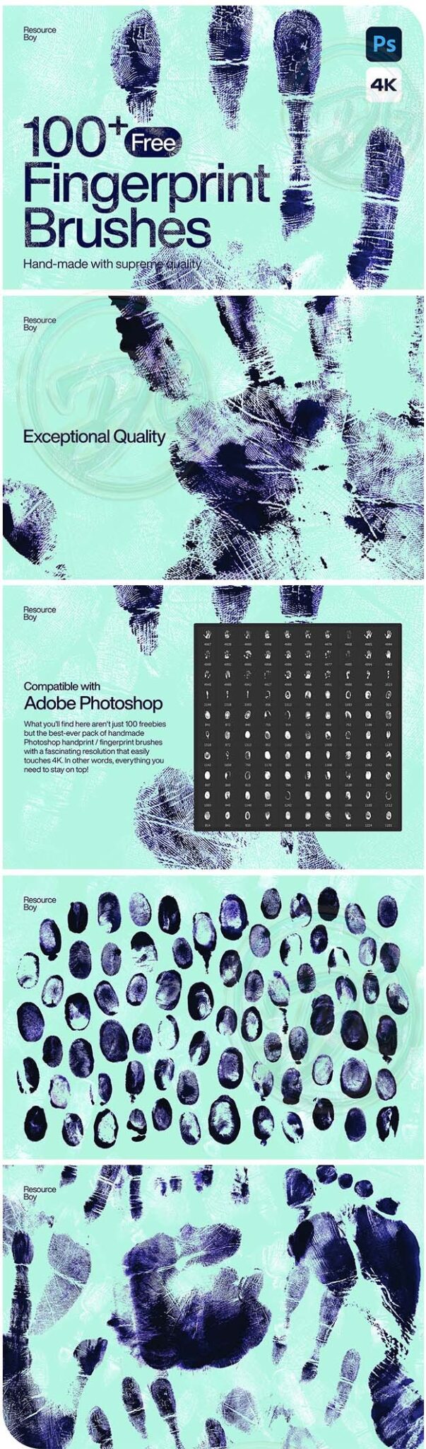 100 Hand Fingerprint Brushes DGPik