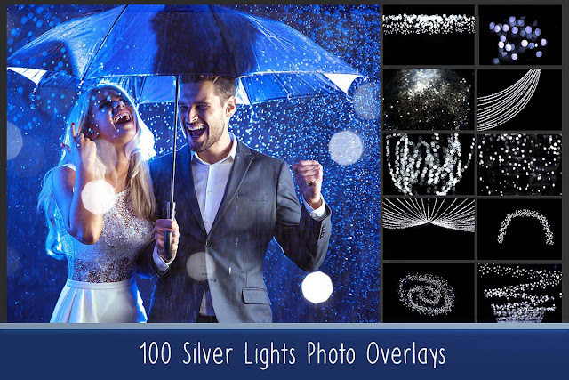 100 Silver Lights Photo Overlays Pack