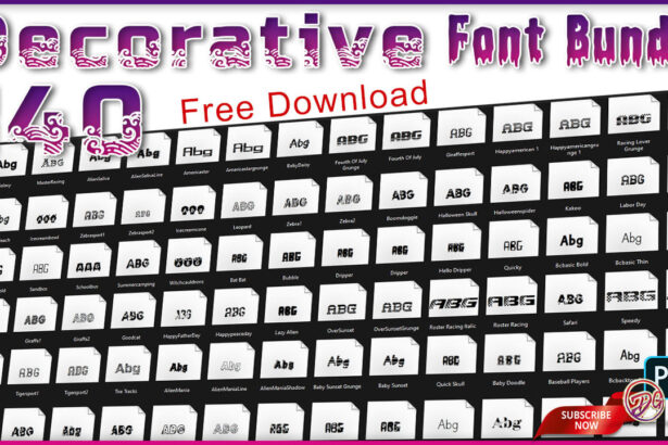 140 Decorative Font Bundle Free Download