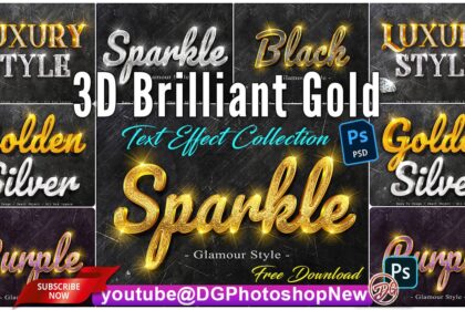 2023 3D Brilliant Gold Text Effect Collection Styles in Psd Free Download