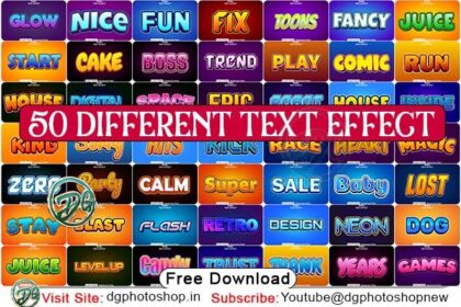 50 different text effects in vector