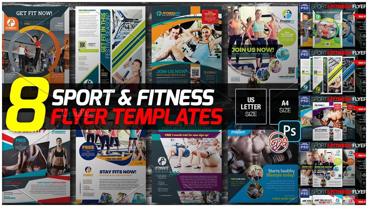 8 Sport And Fitness Flyers Bundle PSD