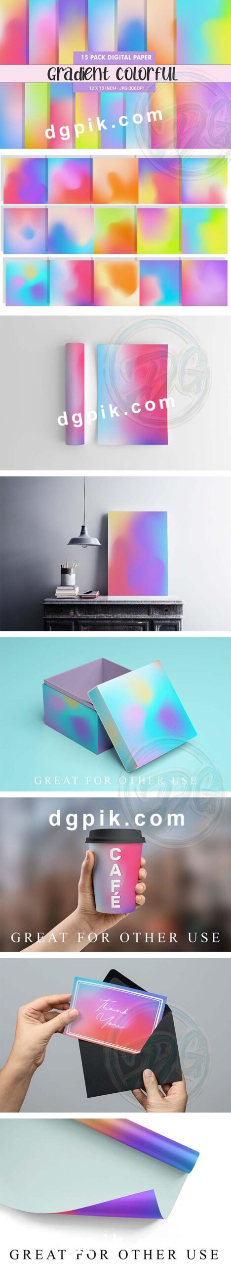 Digital Paper Gradient Bright Color Free dgpik