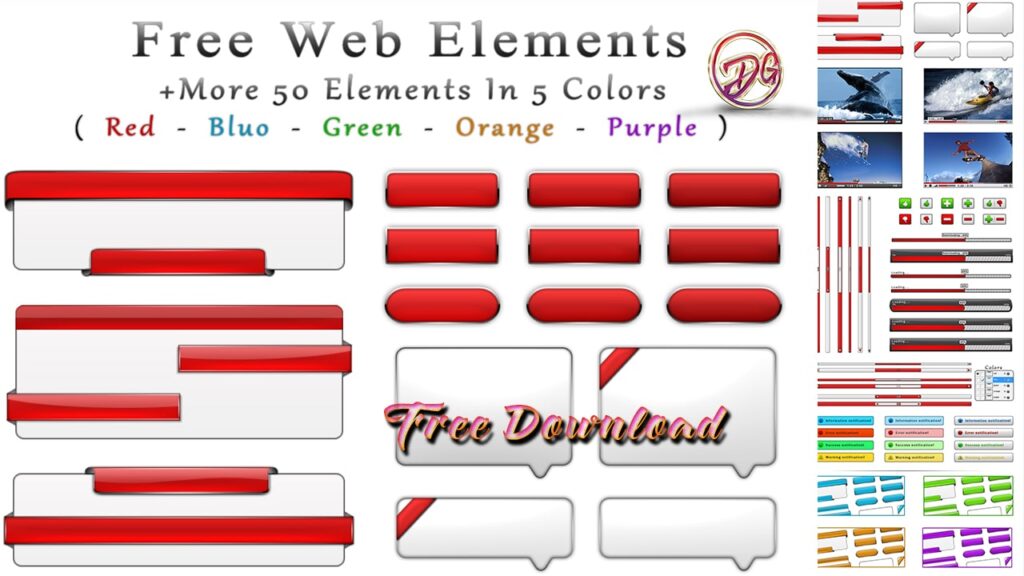 Web Elements More 50 Elements In 5 Colors Free Download