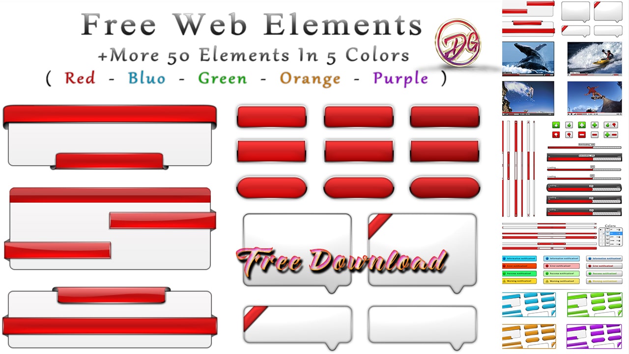 Web Elements More 50 Elements In 5 Colors Free Download