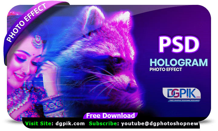 Hologram Photo Effect Photoshop PSD Free