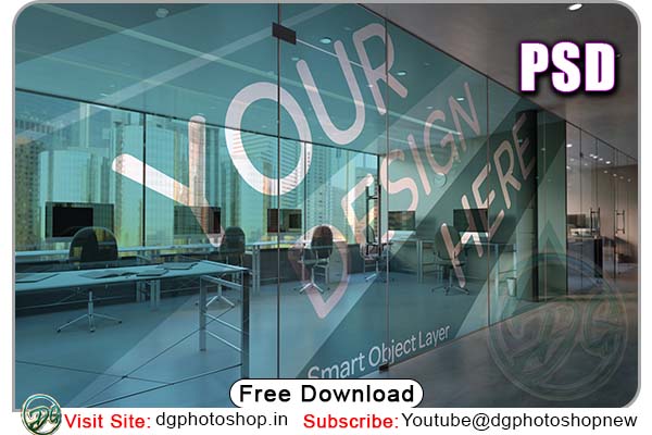 Logo Mockup on Office Glass 2022 Free Download