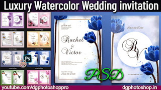 Luxury Watercolor Wedding invitation PSD Pack By DG Photoshop