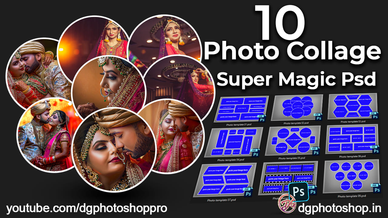 10 Photo Collage Template Super Magic Psd
