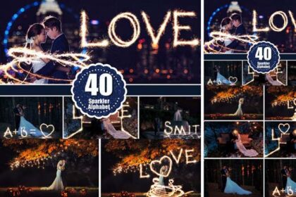 40 Sparklers Alphabet Photoshop Overlay