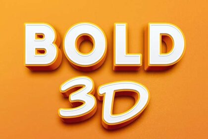 Bold 3D Text Effect PSD Mockup Free Download