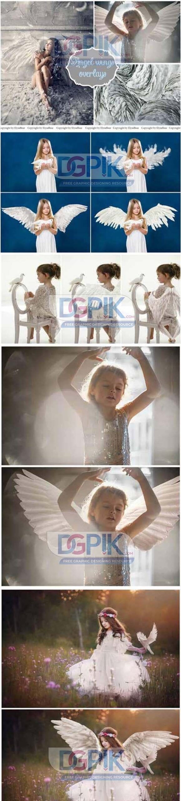 15 White Angel Wings Overlays PNG Free