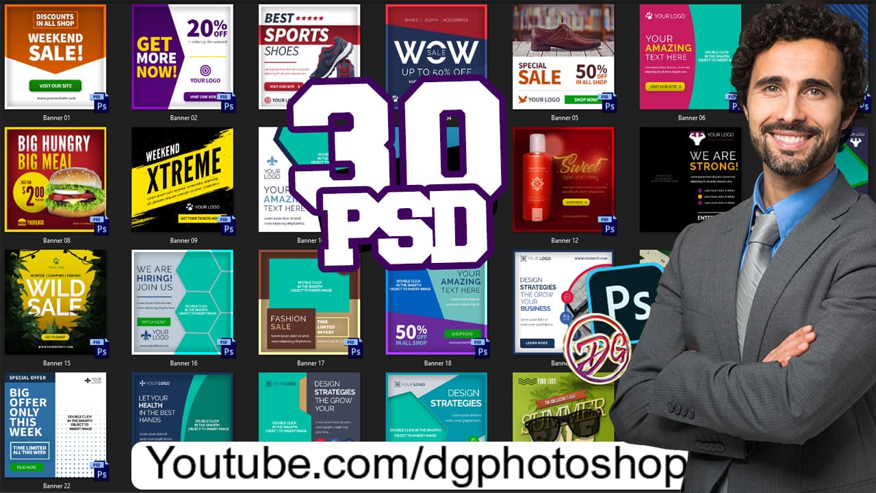 30 Social Ad Banners PSD Free
