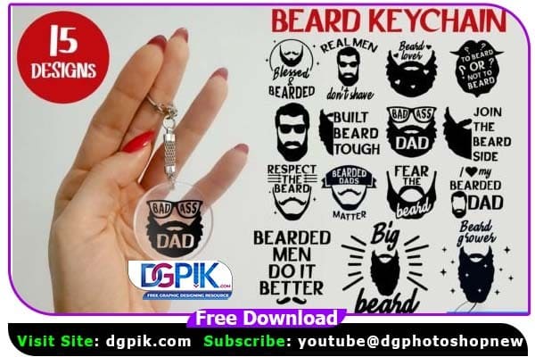 Beard Key chain SVG PNG Bundle