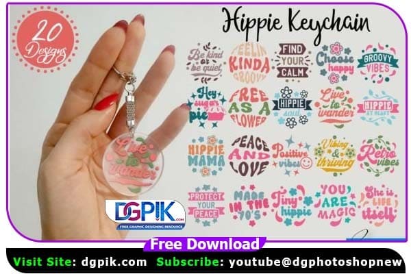 Hippie Key Chain PNG SVG