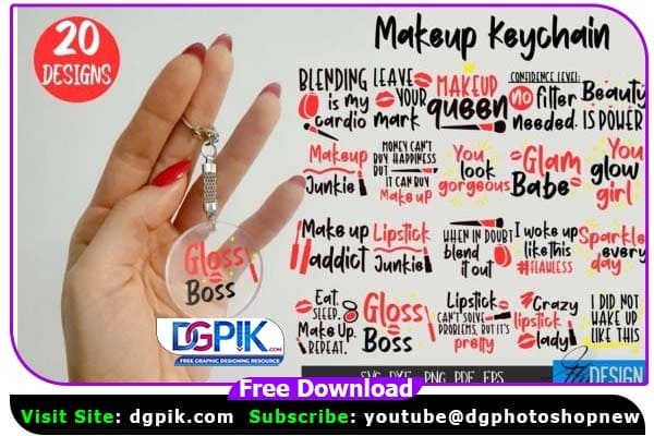Makeup Keychain SVG PNG Bundle