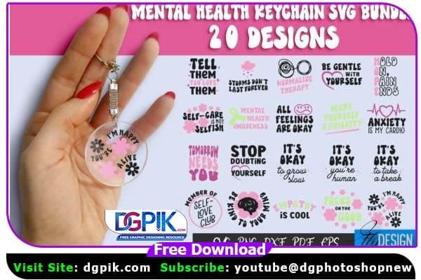 Mental Health SVG Key chain PNG Bundle