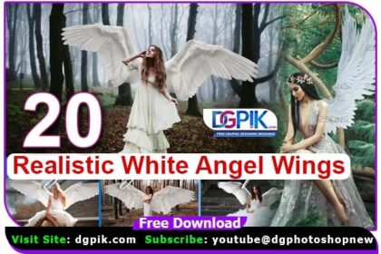 Realistic White Angel Wings Photoshop Overlays