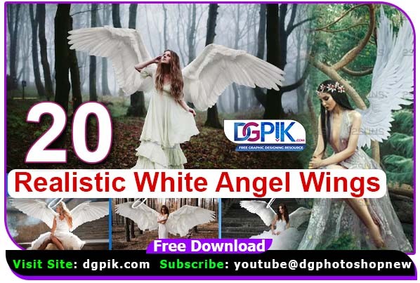 Realistic White Angel Wings Photoshop Overlays