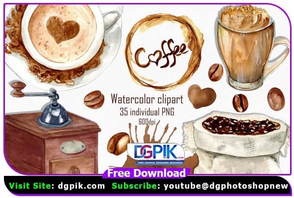 Watercolor Coffee Clipart png