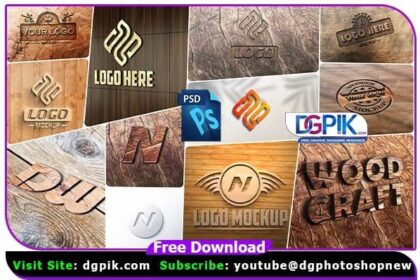 Wood 3D Logo Mockup Realistic PSD Pack