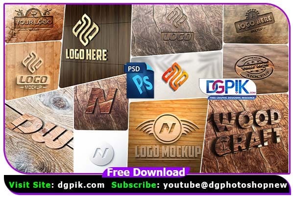 Wood 3D Logo Mockup Realistic PSD Pack