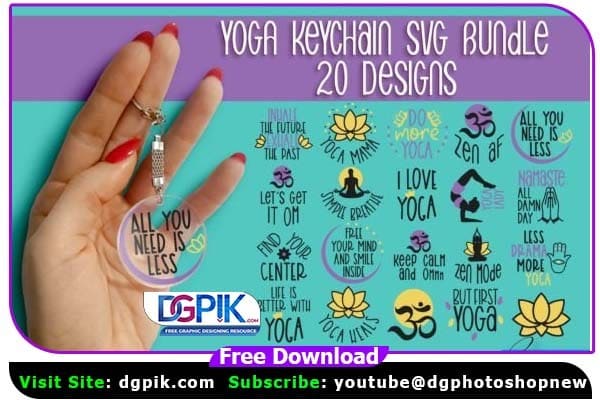 Yoga SVG Key chain PNG Bundle