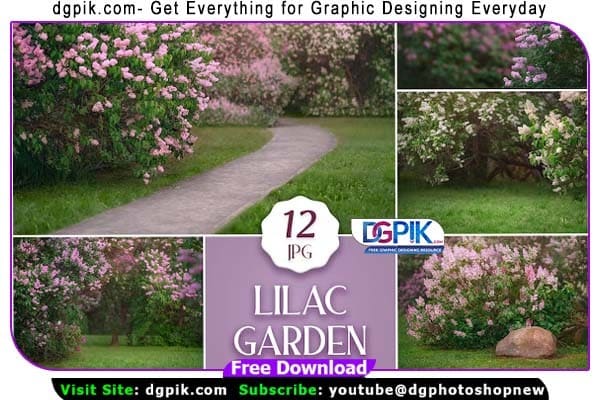 12 Lilac Garden Digital Backdrops