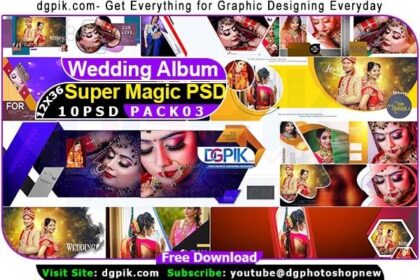12X36 Wedding Album Super Magic PSD Templates Pack 03 Free