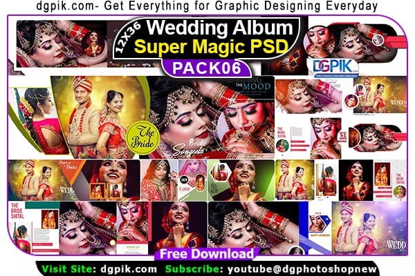 12X36 Wedding Album Super Magic PSD Templates Pack 06 Free