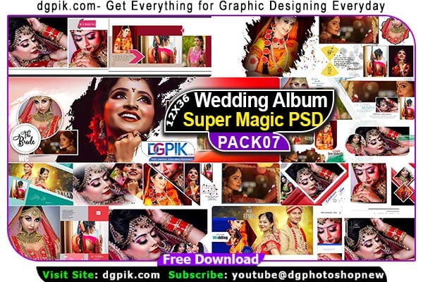 12X36 Wedding Album Super Magic PSD Templates Pack 07 Free
