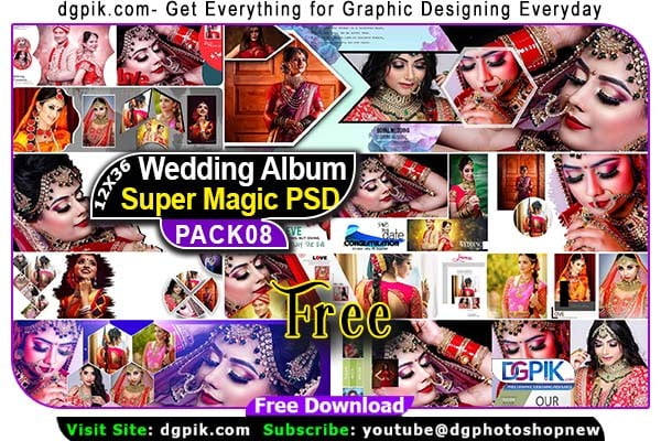 12X36 Wedding Album Super Magic PSD Templates Pack 08 Free
