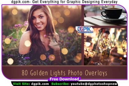 80 Golden Lights Bokeh Overlays