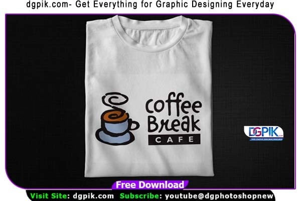 Coffee Break print T-shirt Psd Mockup
