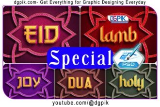 Eid Al Adha 3d Editable Text Effect Psd