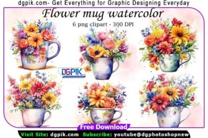 Flower Cup Watercolor PNG Free