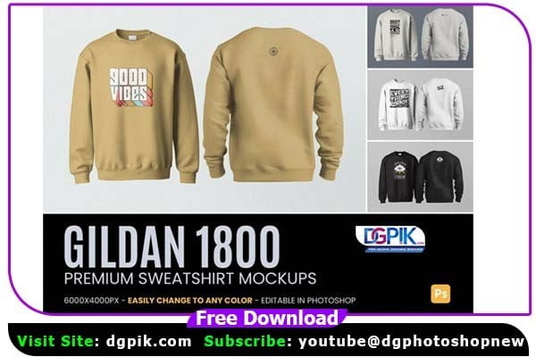 Gildan 1800 Sweatshirt Psd Mockups