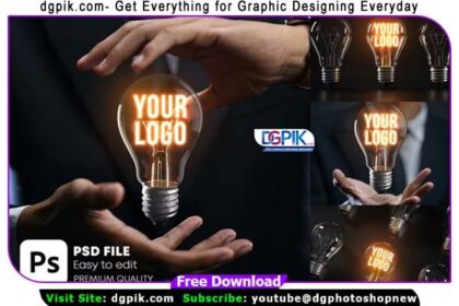 Glowing Bulb Logo PSD Mockup Bundle
