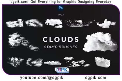 12 Stamp Cloud Brushes for Photoshop Vol 1