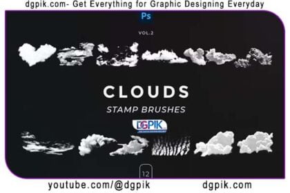 12 Stamp Cloud Brushes for Photoshop Vol 2