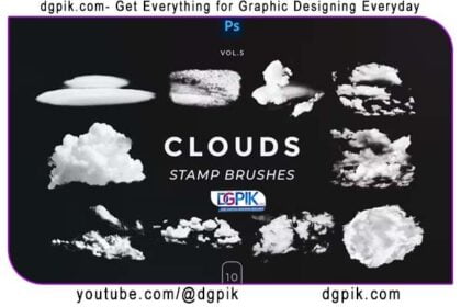 12 Stamp Cloud Brushes for Photoshop Vol 5