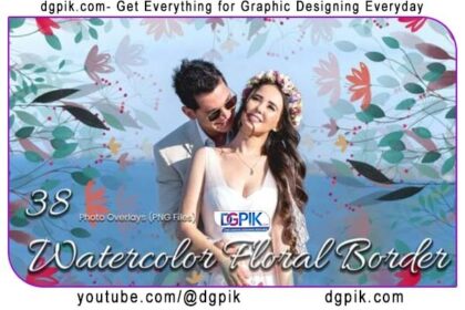 38 Watercolor Floral Border Photoshop Overlays