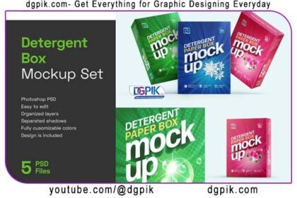 Detergent Box Packaging Mockup Set