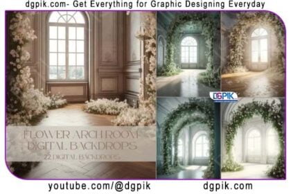 Flowers Arch Room Digital Backdrops PNG
