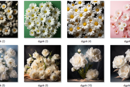 12 White Daisy & Carnation Flowers Backdrops
