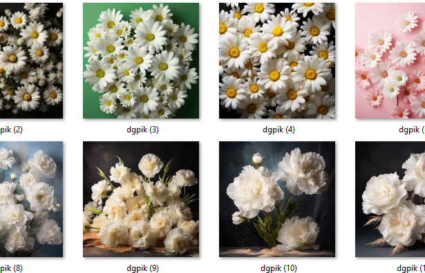 12 White Daisy & Carnation Flowers Backdrops
