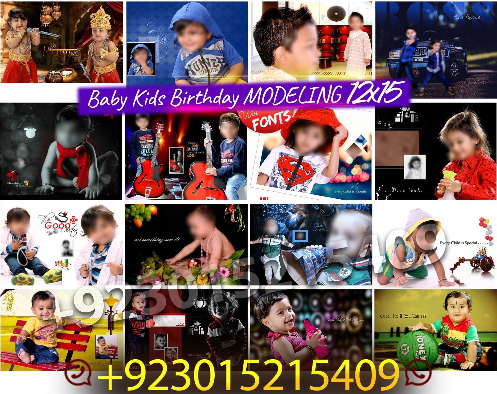 Baby Kids Birthday MODELING 12×15 PSD DG1096 – DGPik