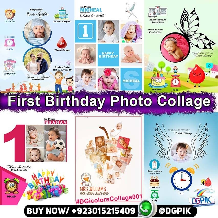 First Birthday Photo Collage 40PSD Template DGicolorsCollage001