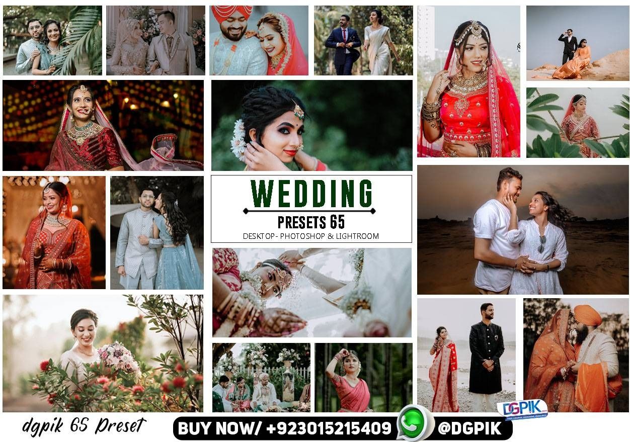 65 Wedding Photography Presets | Camera Raw And Lightroom One Click Preset