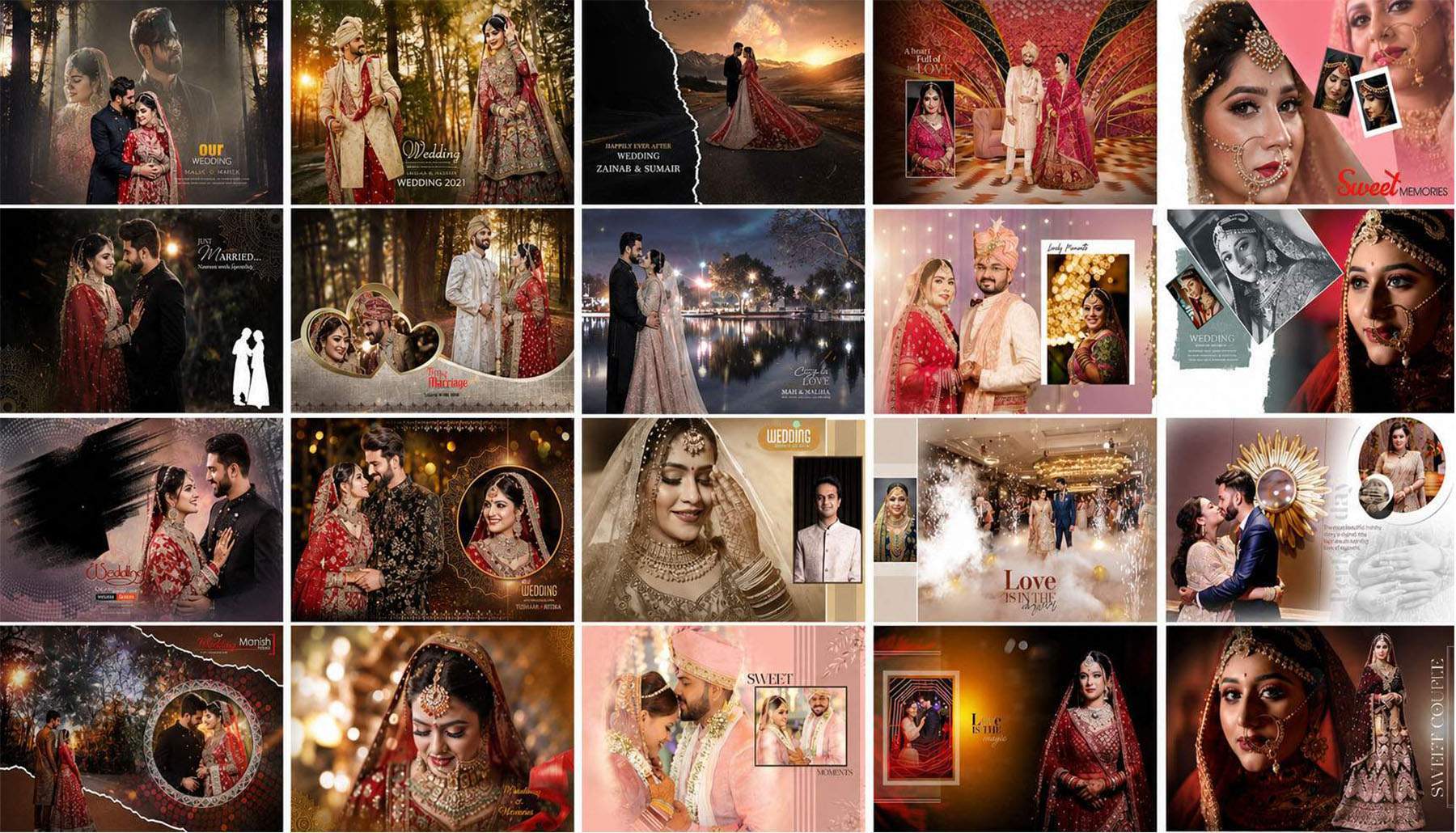 Free 20 Wedding Album Cover 12x18 PSD Templates Download